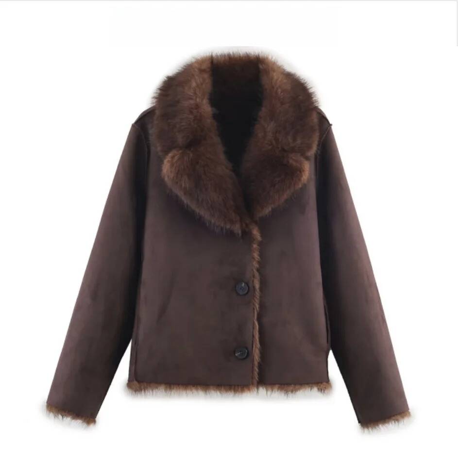 Street Fashion Taiwan - Double-Sided Artificial Fur Effect Jacket Women's
