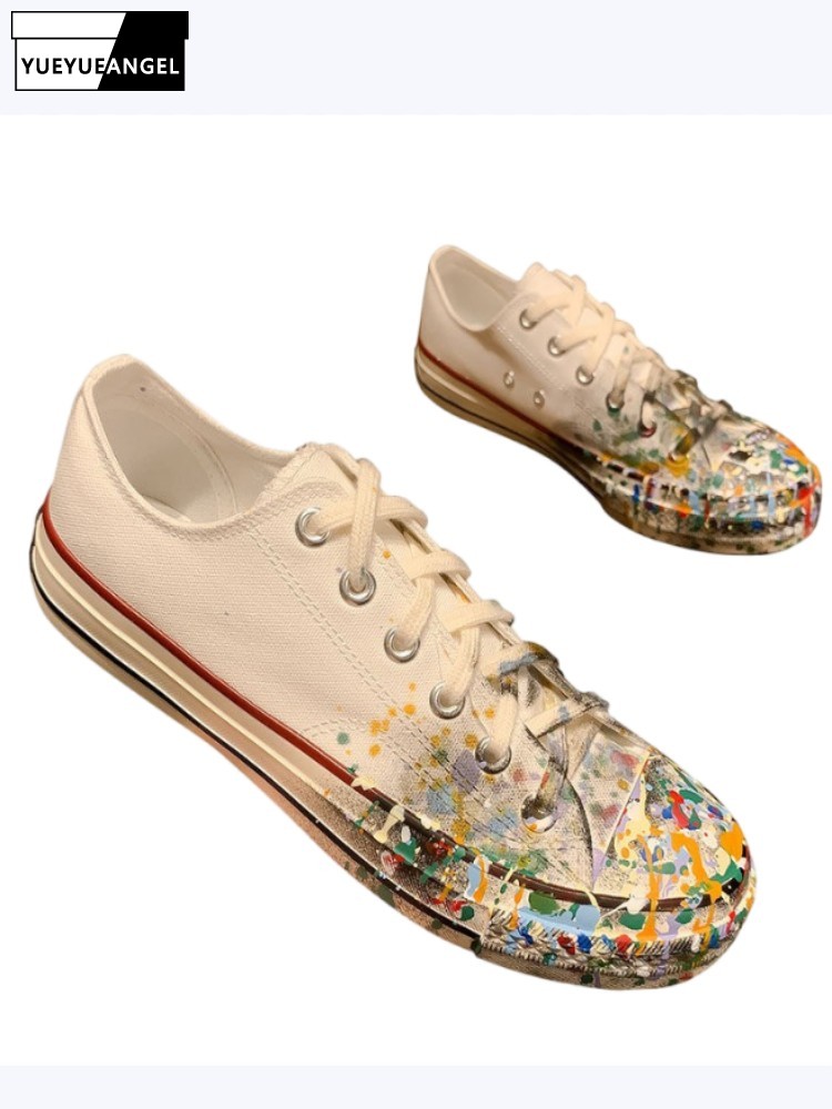 Street Fashion Lady - Womens Spring New Lace-Up Painted Low
