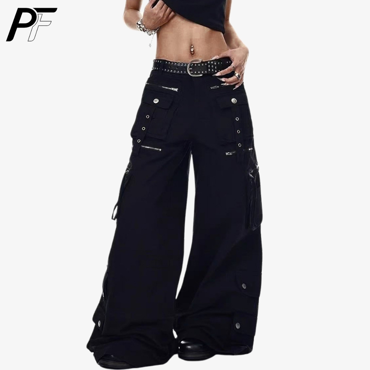 Street Fashion Jeans Men - Grunge Techwear Wide Leg Cargo Pants