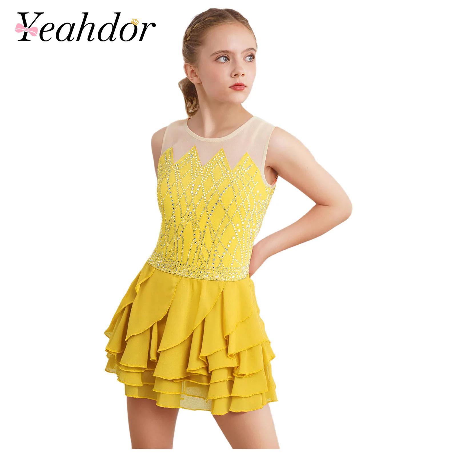 Street Fashion Kids - Girls Mesh Figure Skating Dress Dance