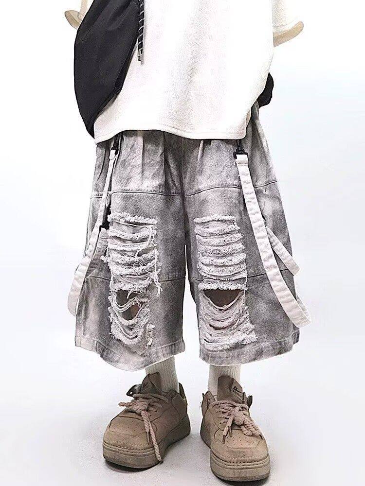 Street Fashion Jeans Men - Retro Hip-hop Men's Ripped Jeans Summer