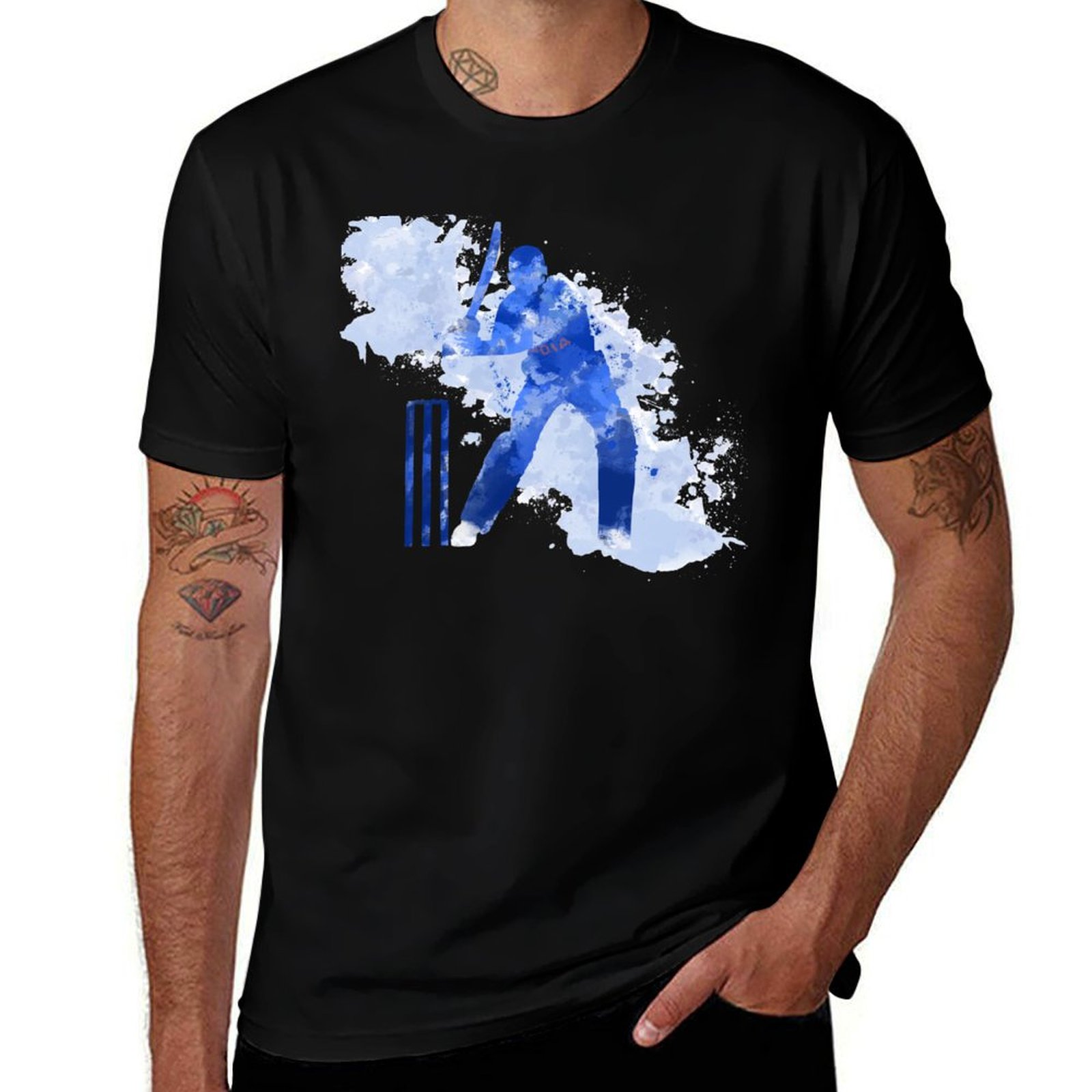 Street Fashion India - INDIA CRICKET - BATSMAN watercolour splatters