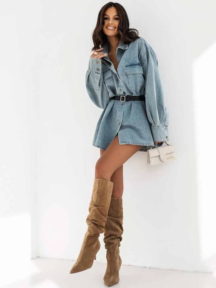 Women Denim Oversized Shirt Ja - Street Fashion Taiwan review and price
