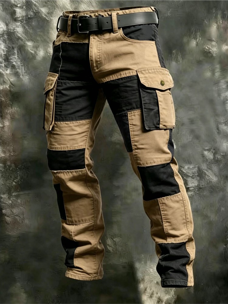Cotton Men Cargo Pants Khaki C - Street Fashion Art review and price