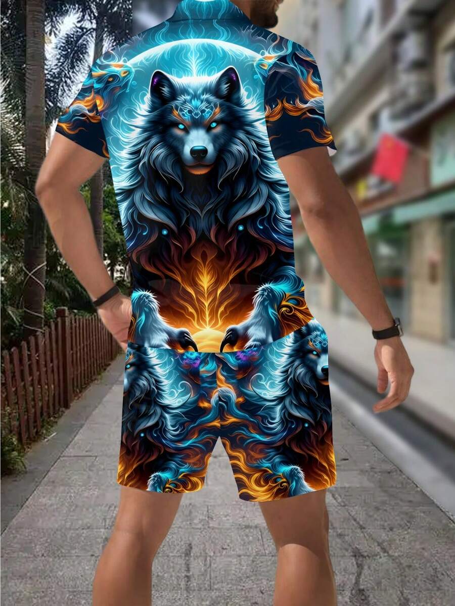 Men's Fashion 3D Wolf Print Zi - Street Fashion Outfit For Men review and price