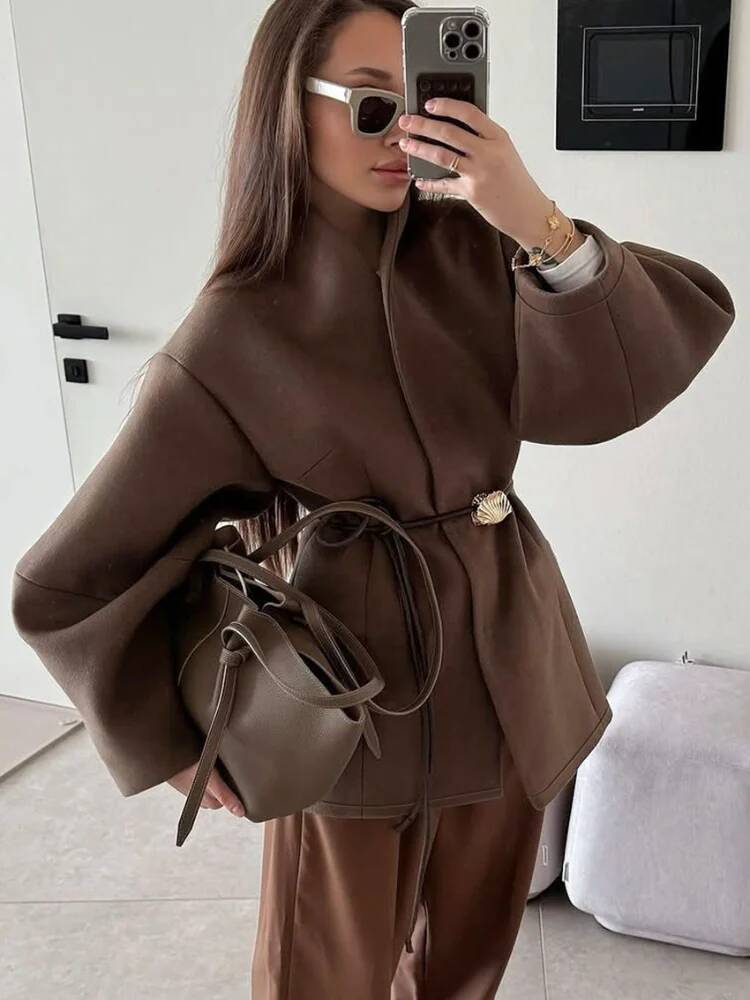 Chic Women's Solid Woolen Coat - Street Fashion Taiwan review and price