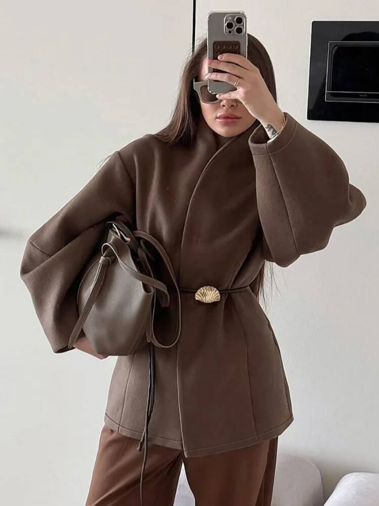 Chic Women's Solid Woolen Coat - Street Fashion Taiwan review and price