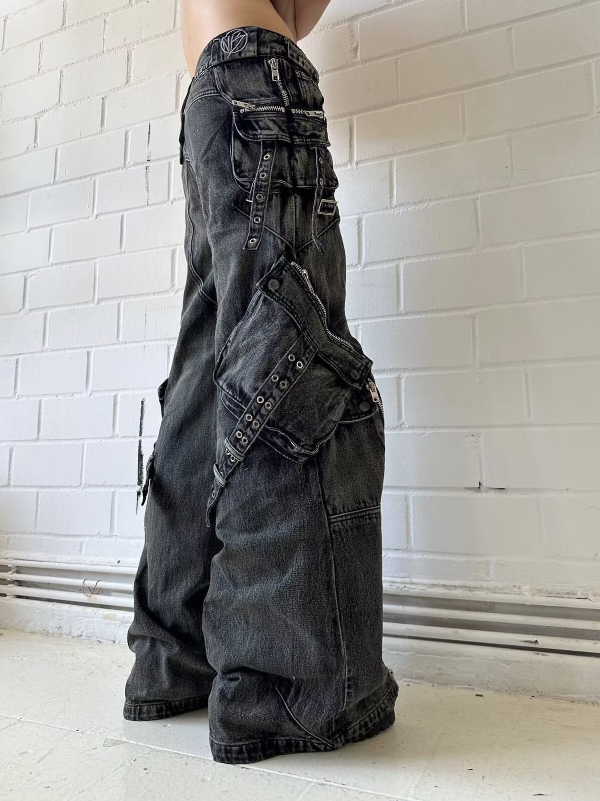 Y2K Black Gothic Punk Multi-Po - Street Fashion Jeans Men review and price