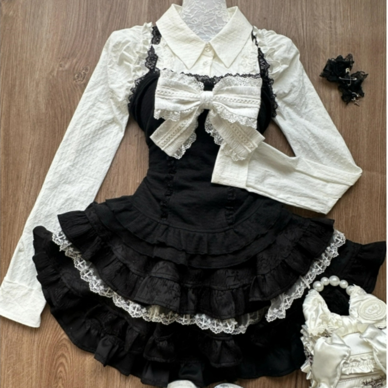 Y2k Aesthetic Lolita Style 3 P - Street Fashion Harajuku review and price