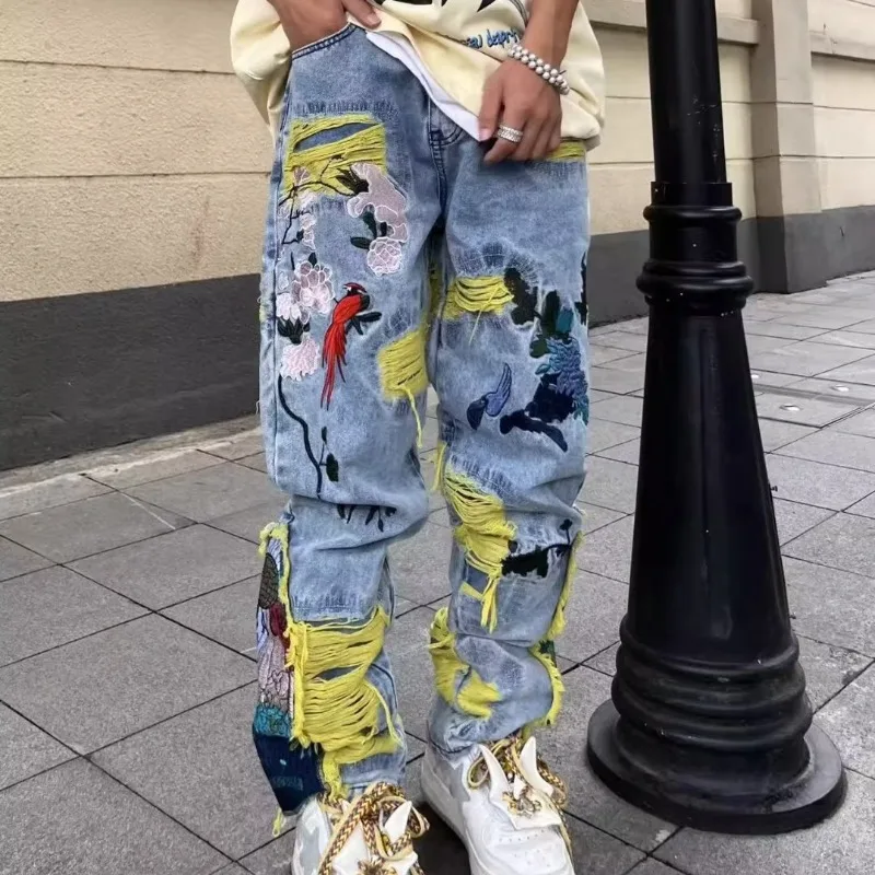 American Vintage Hip-hop Embro - Street Fashion Jeans Men review and price