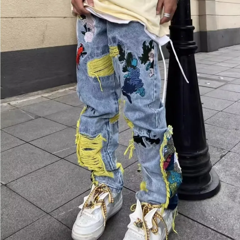 American Vintage Hip-hop Embro - Street Fashion Jeans Men review and price