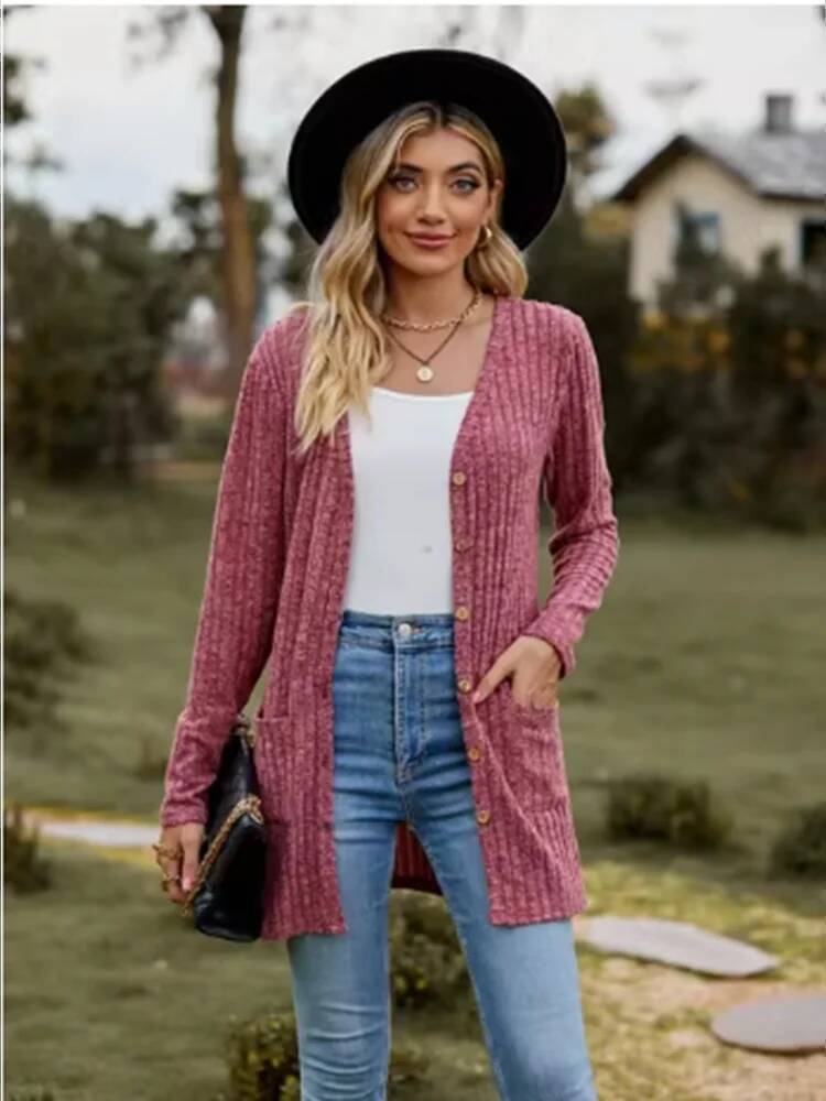 Button Solid Color Long Sleeve - Street Fashion Taiwan review and price