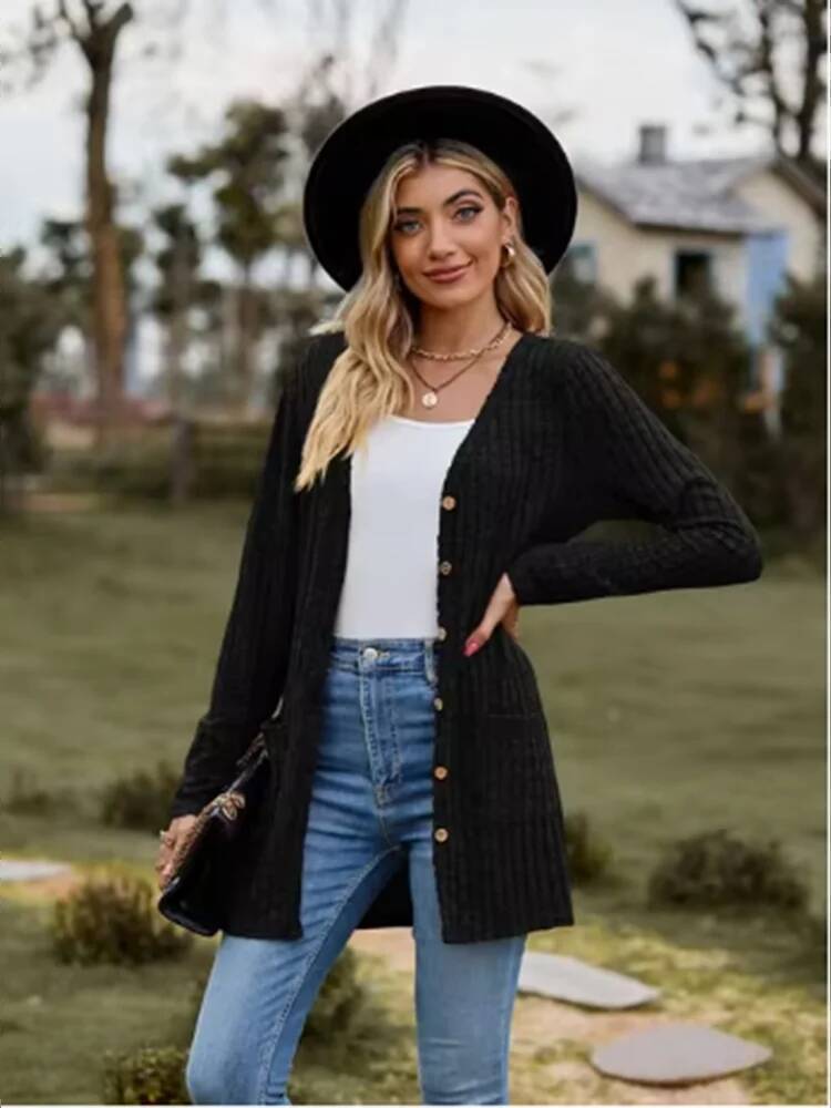 Button Solid Color Long Sleeve - Street Fashion Taiwan review and price