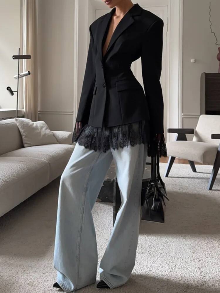 Elegant Lace Blazer Coat Women - Street Fashion Taiwan review and price