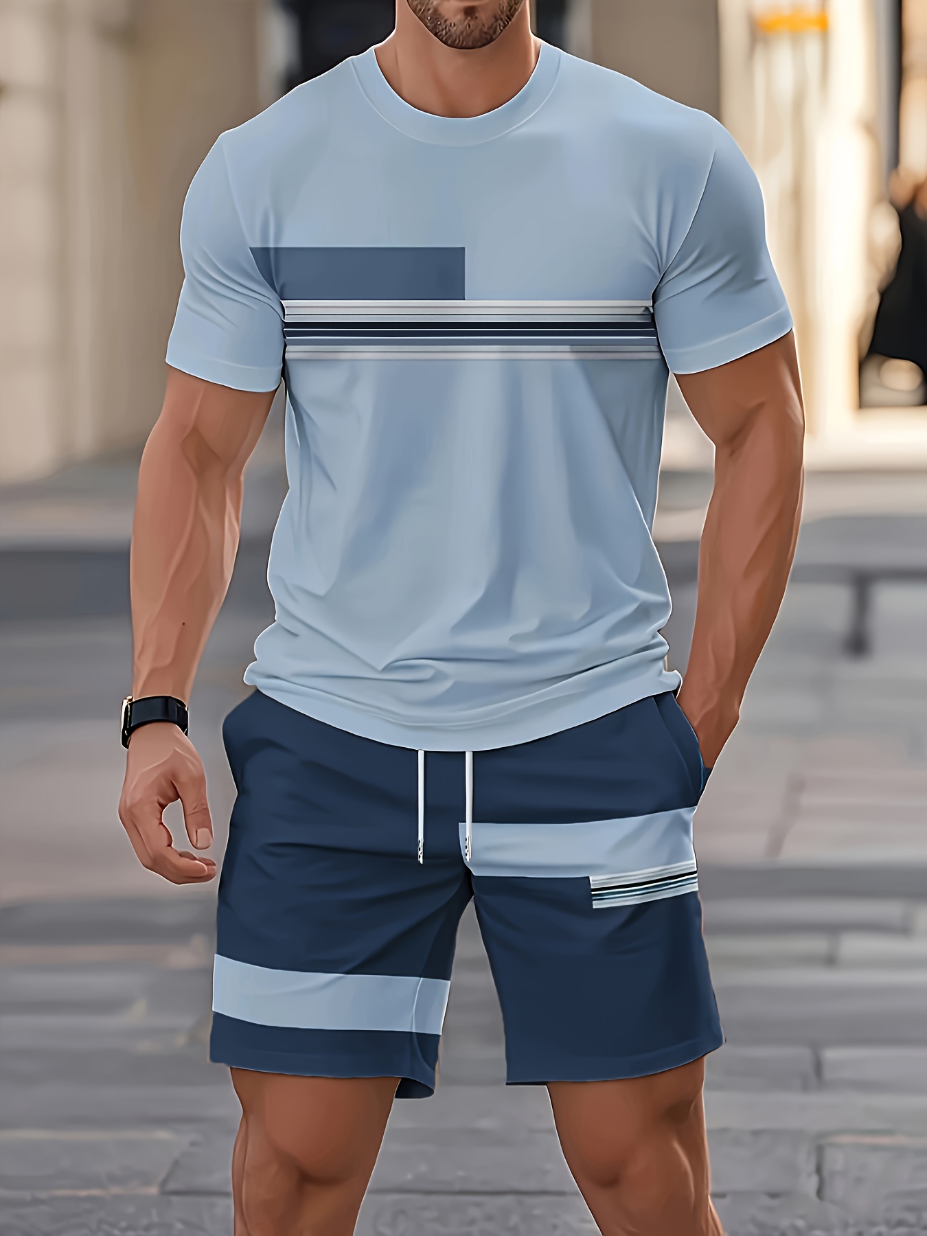 Summer Men's Sets Casual O-nec - Street Fashion Outfit For Men review and price