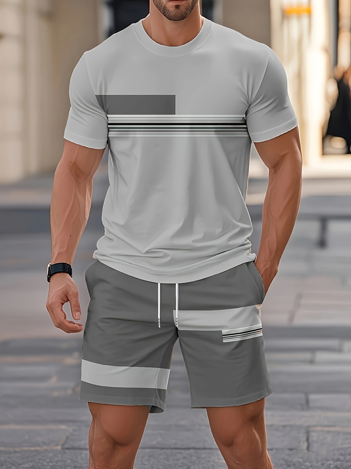 Summer Men's Sets Casual O-nec - Street Fashion Outfit For Men review and price