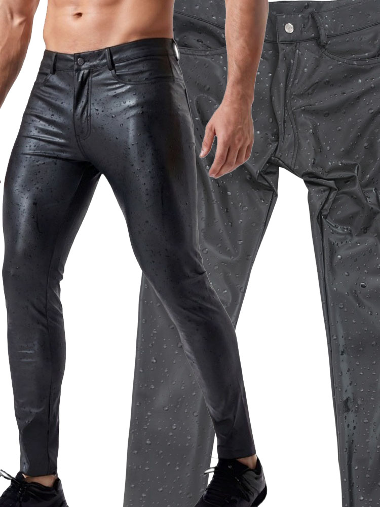 3D Water Drop Print Elastic PU - Street Fashion Jeans Men review and price